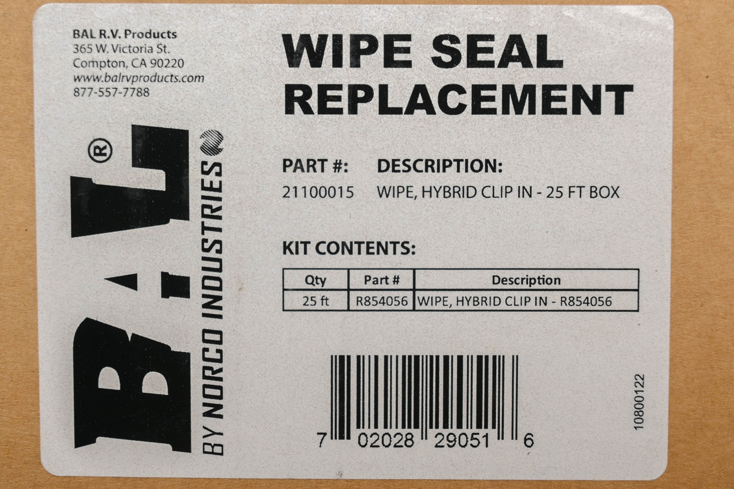 BAL 21100015, R854056 1-1/2" x 25FT Hybrid Clip In Wipe NOS