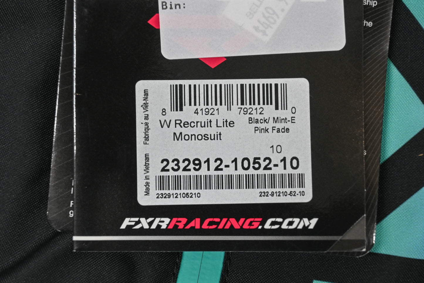FXR 232912-1052-10 Size 10 Women's Black/Mint-E Pink Fade Recruit Lite Monosuit NOS