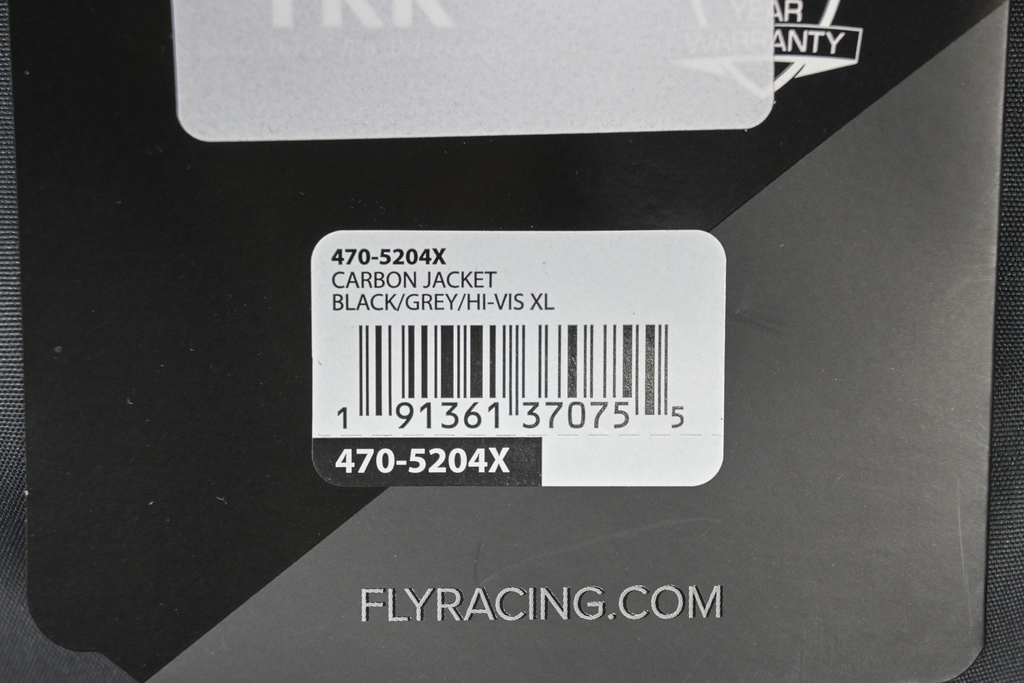 Fly Racing 470-5204X Extra-Large Men's Black/Grey/Hi-Vis Carbon Jacket NOS