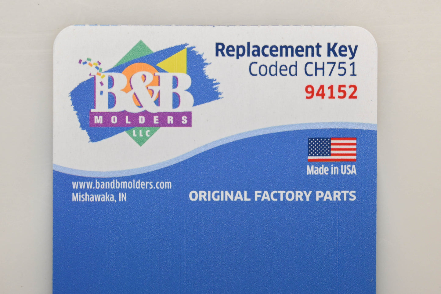 B&B Molders 94152, CH751 Replacement Keys NOS