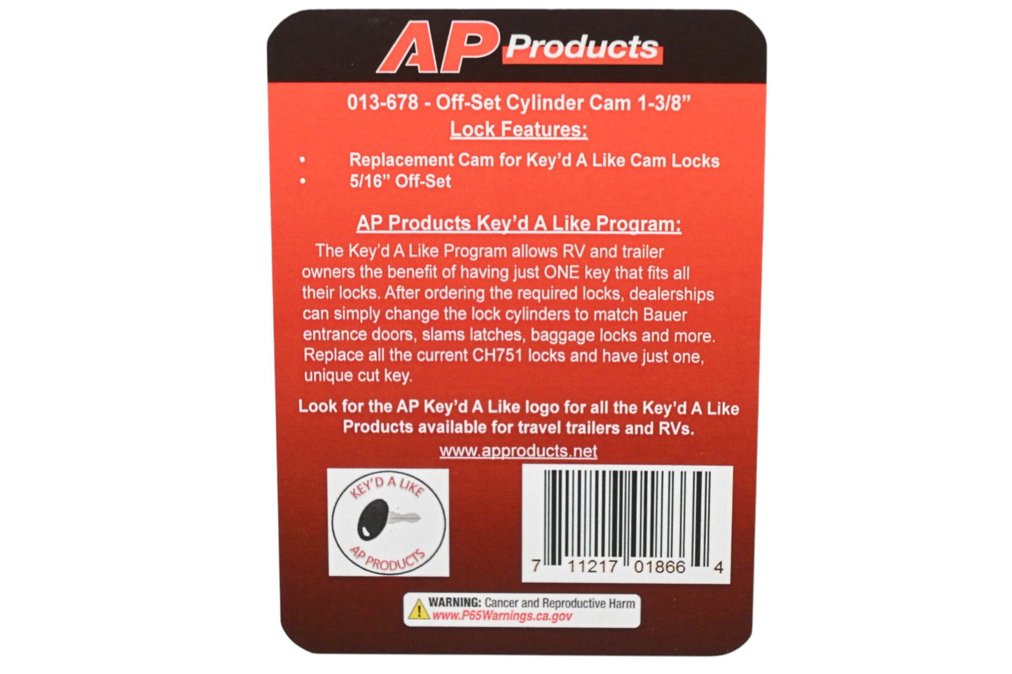 AP Products 013-678 1-3/8" Off-Set Cylinder Cam NOS