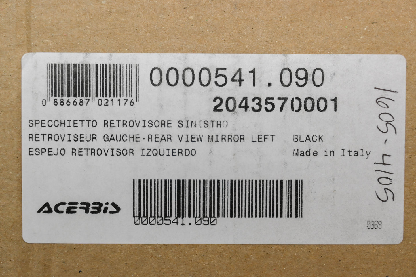 Acerbis 0000541.090, 2043570001 Left Rear View Mirror Kit NOS