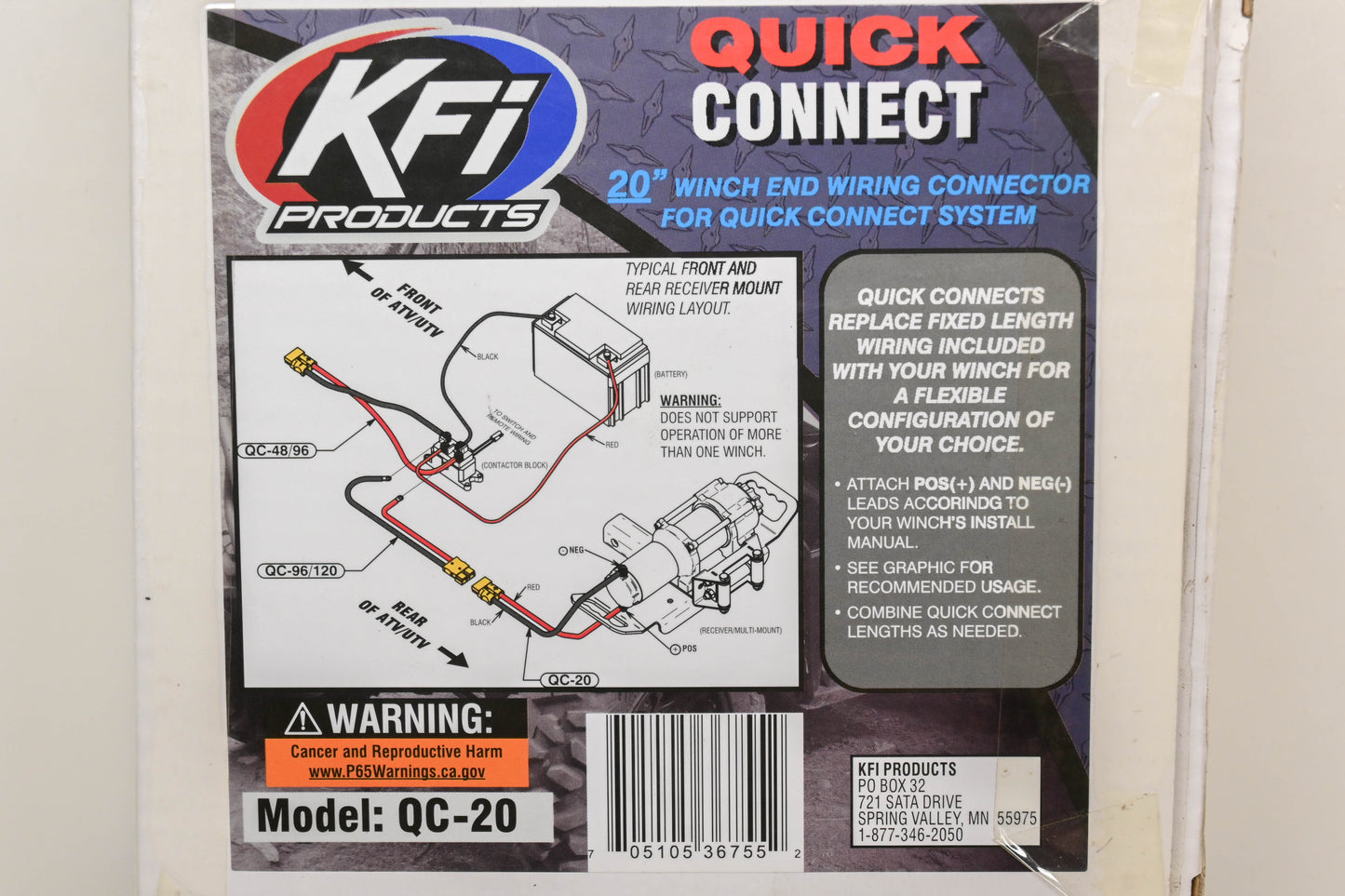 KFI QC-20 20" Winch End Wiring Connector NOS