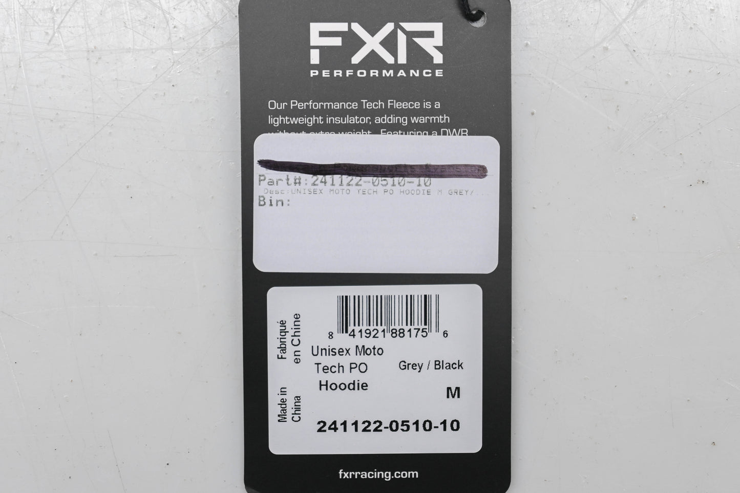 FXR 241122-0510-10 Unisex Medium Gray/Black Moto Tech Pullover Hoodie NOS