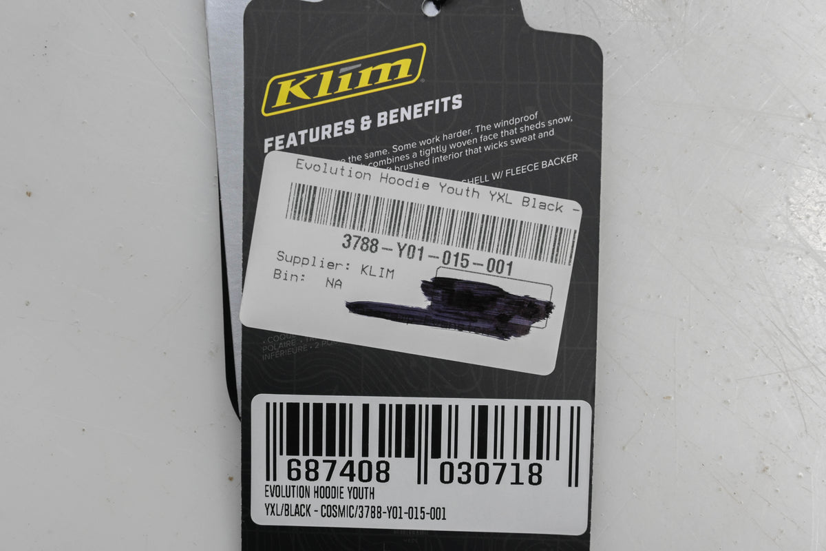 Klim 3788-Y01-015-001 Youth XL Black/Cosmic Evolution Hoodie NOS