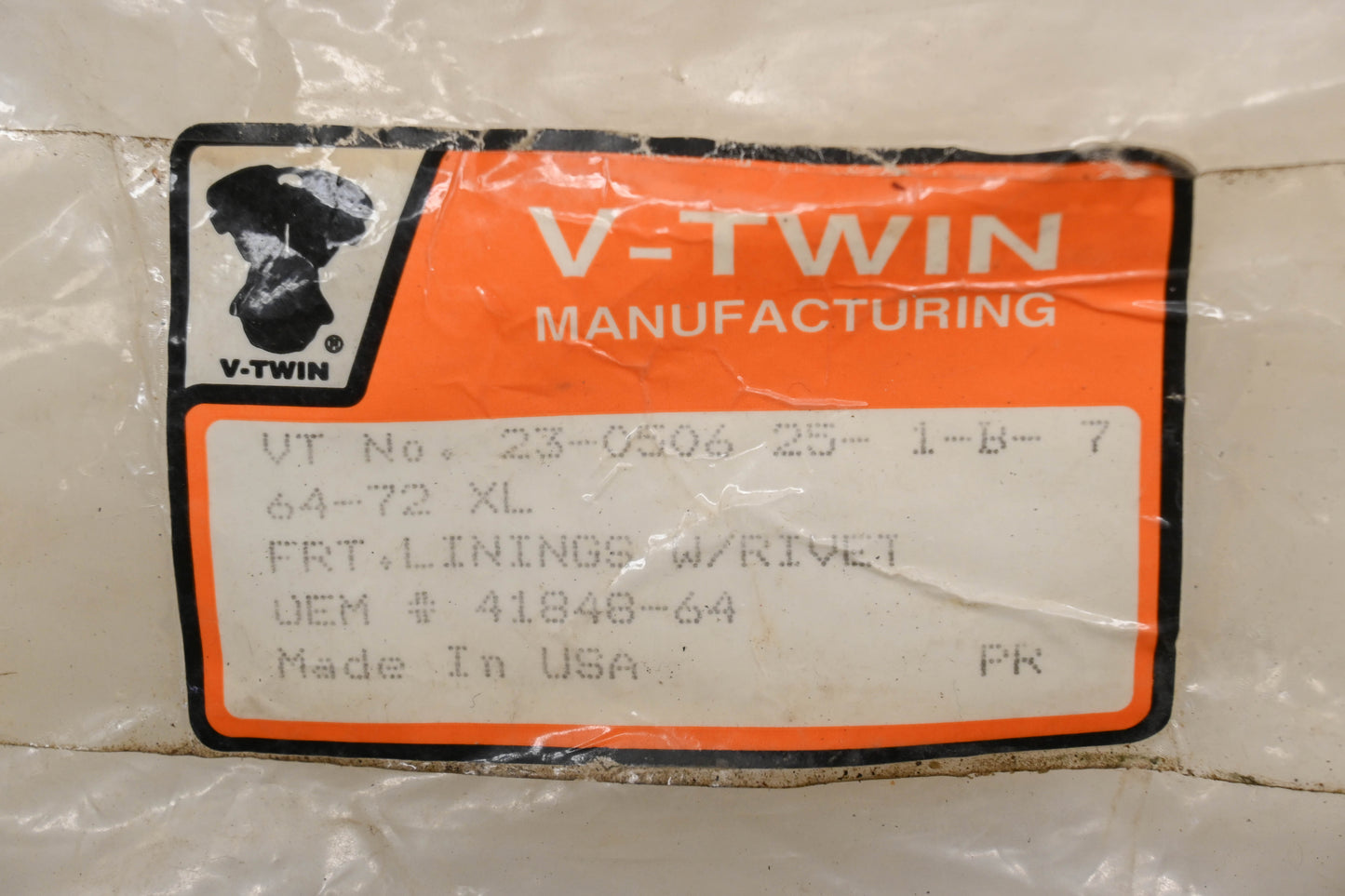 V-Twin 23-0506, 41848-64 Brake Shoe Lining Kit NOS