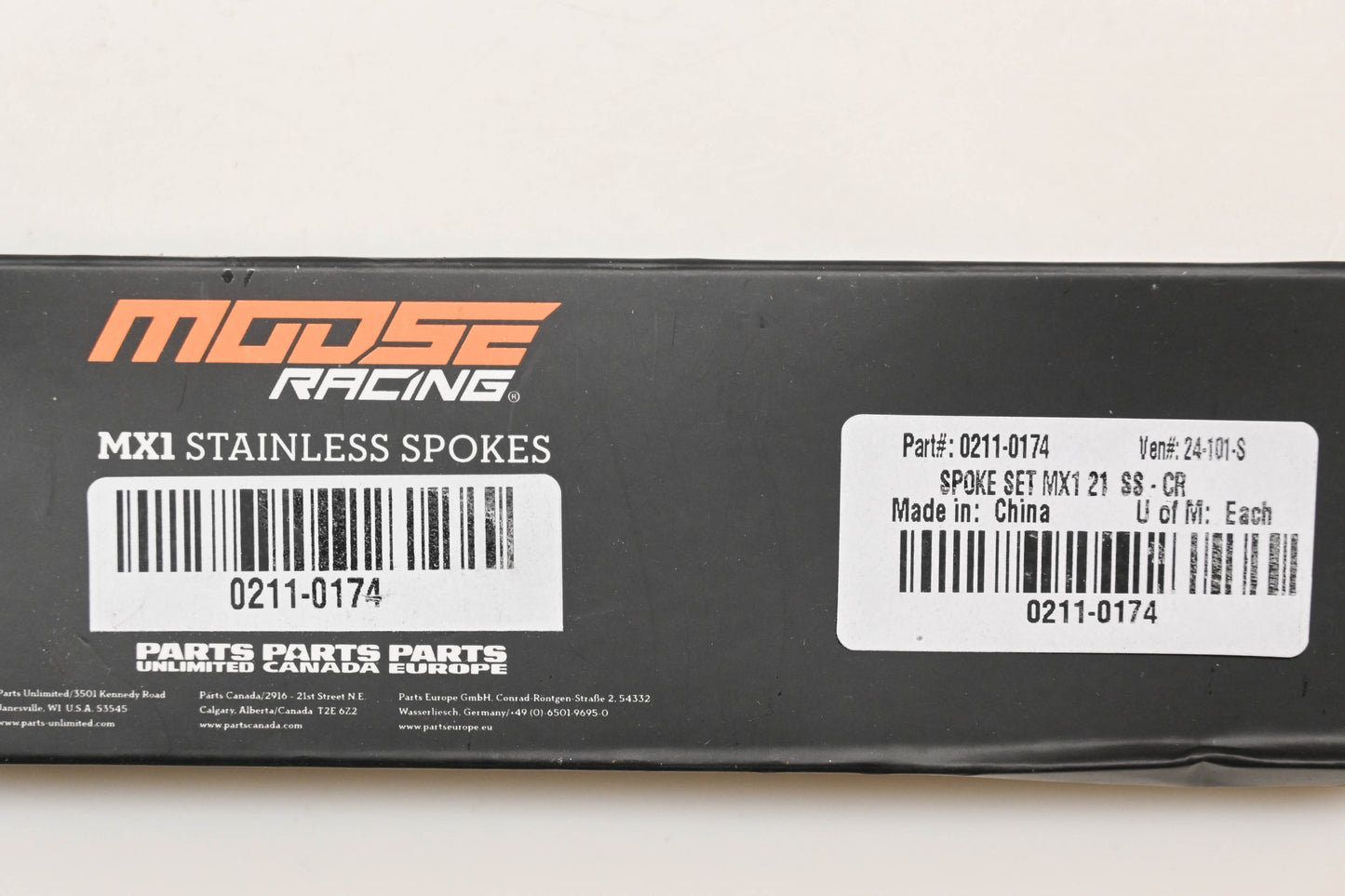 Moose Racing 0211-0174 21" MX1 Stainless Steel Spoke Kit NOS