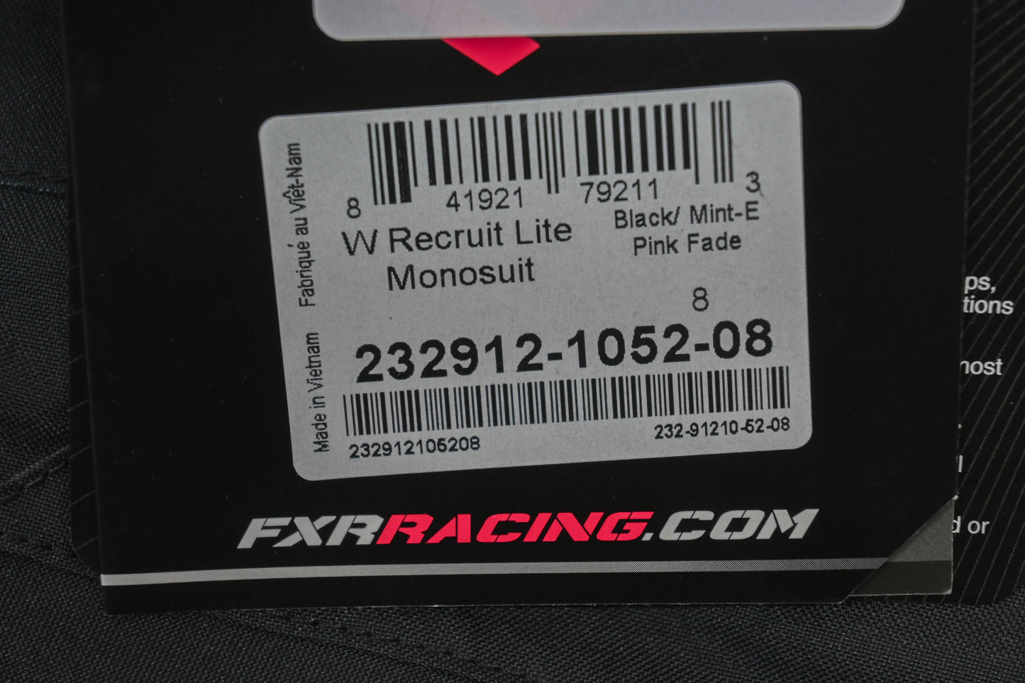 FXR 232912-1052-08 Womens Size 10 Black/Mint-E Pink Fade Recruit Lite Monosuit NOS