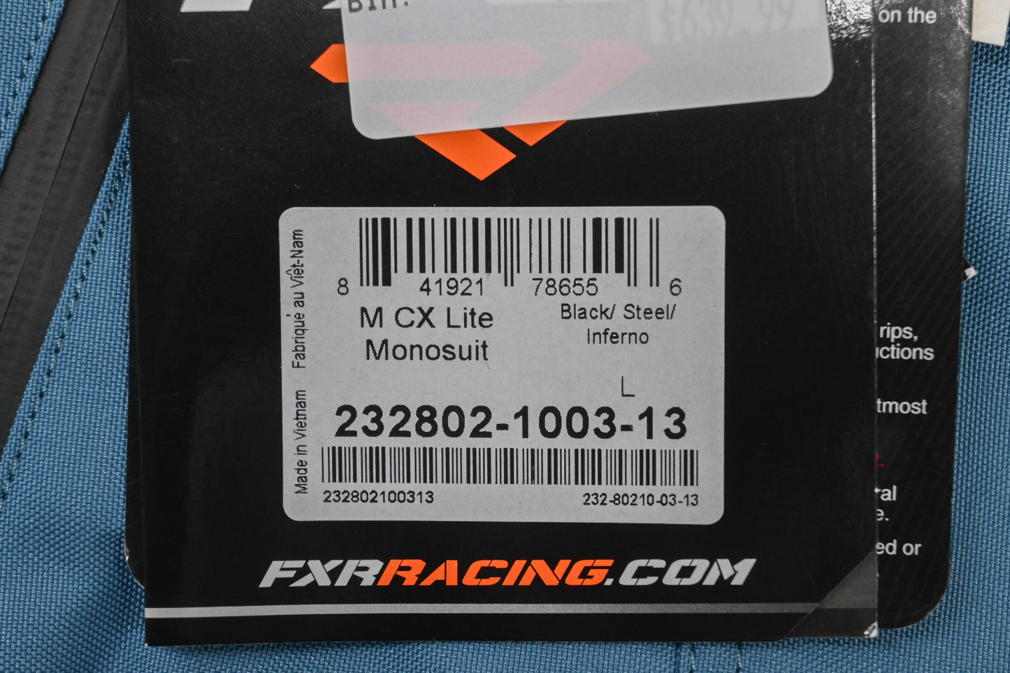 FXR 232802-1003-13 Mens Large Black/Steel/Inferno CX Lite Monosuit NOS