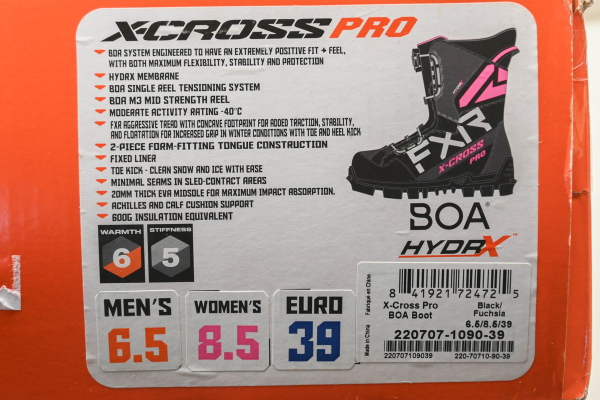 FXR 220707-1090-39 6.5M/8.5W/39EU Black/Fuchsia X-Cross Pro BOA Boots NOS