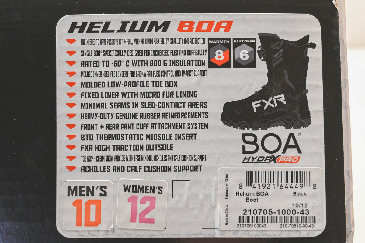 FXR 210705-1000-43 10M/12W Black Helium BOA Boots NOS