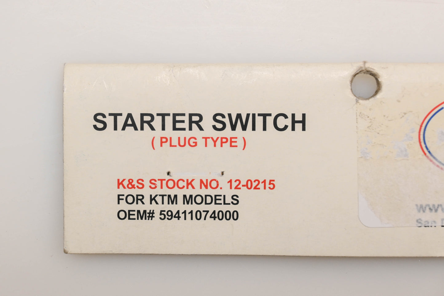 K&S 12-0215, 59411074000 Starter Switch NOS