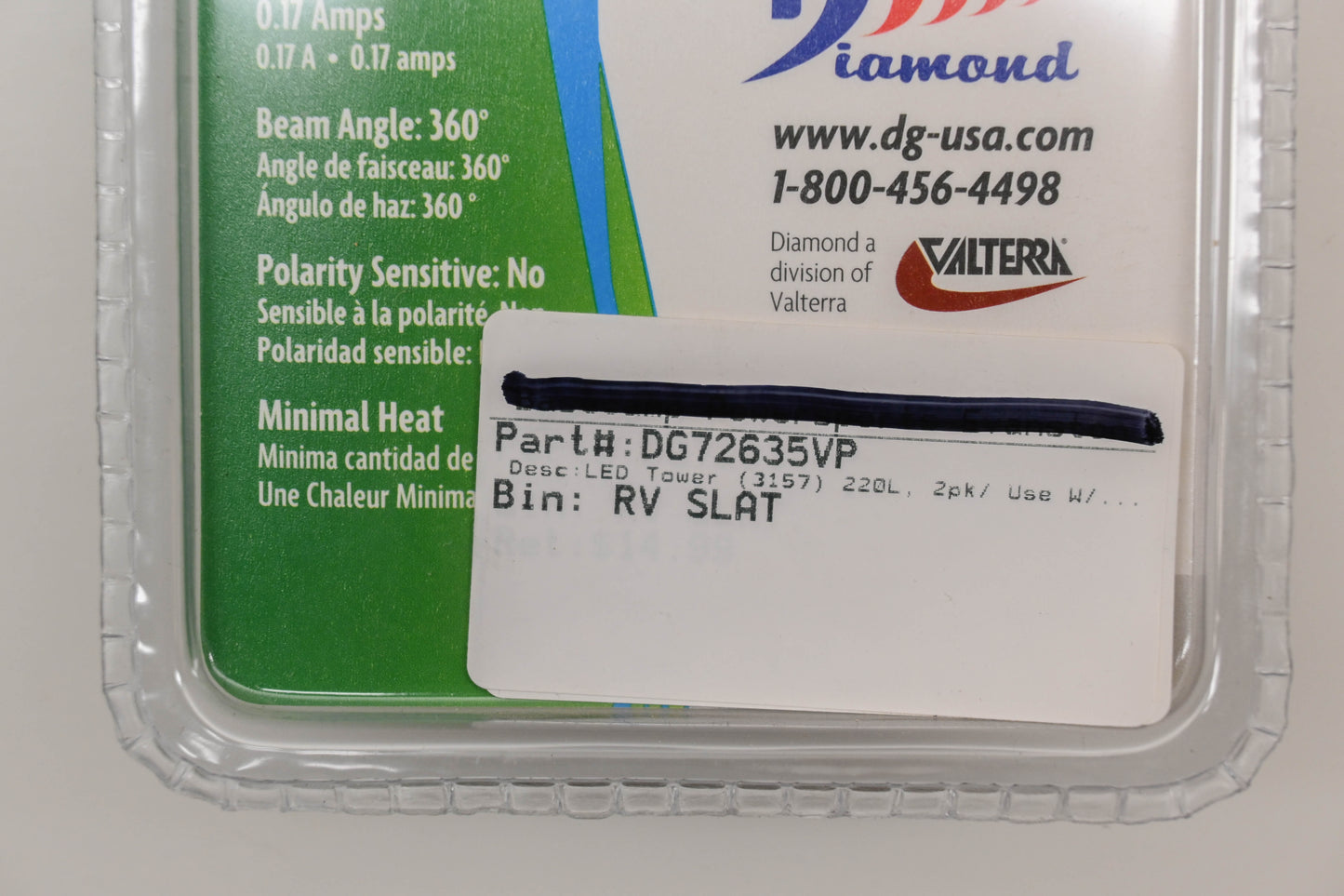 Diamond DG72635VP Cool White LED Bulbs Qty 2 NOS