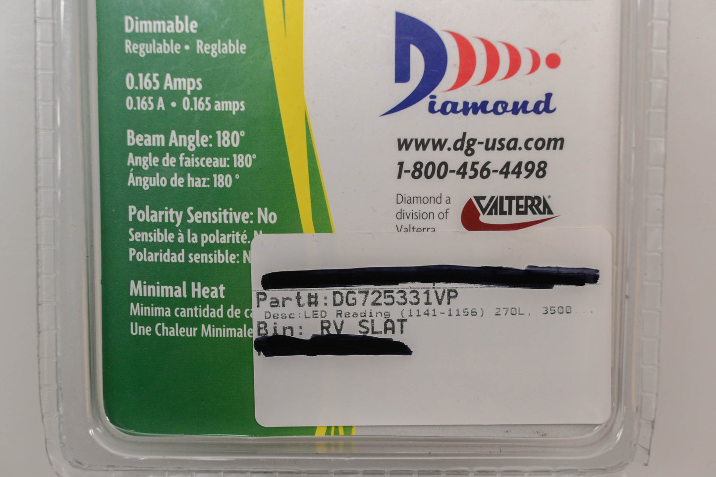 Diamond DG725331 Warm White LED Bulbs Qty 2 NOS
