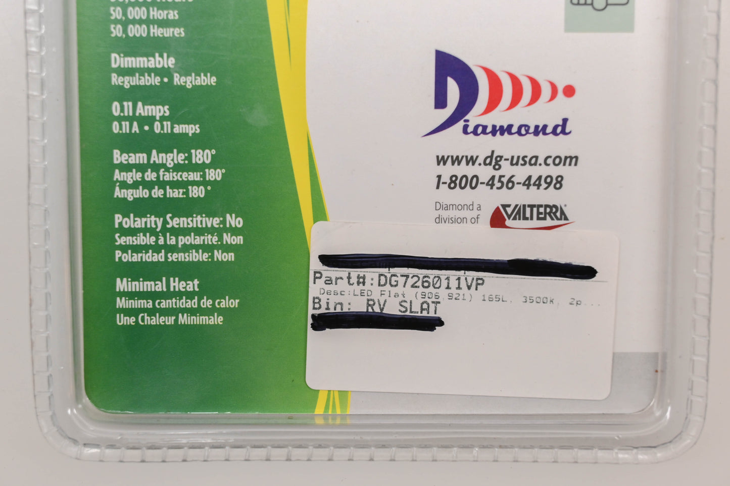Diamond DG726011VP Warm White LED Bulbs Qty 2 NOS