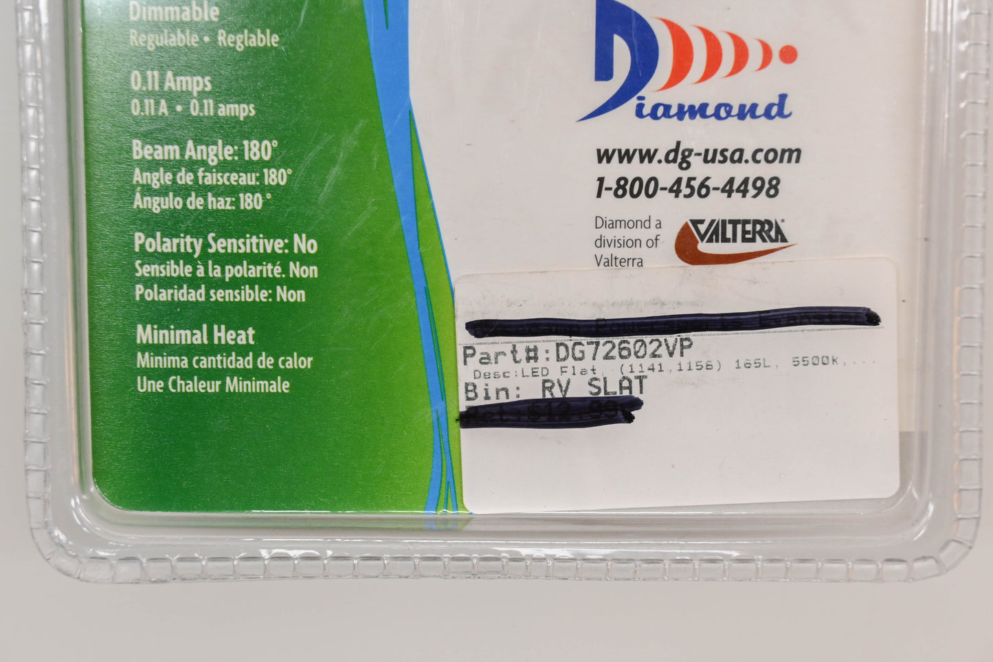 Diamond DG72602VP Cool White LED Bulbs Qty 2 NOS