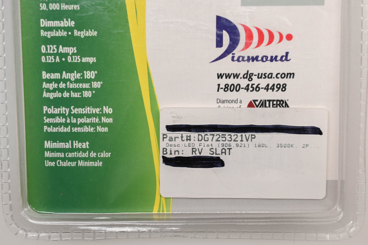 Diamond DG725321VP Warm White LED Bulbs Qty 2 NOS