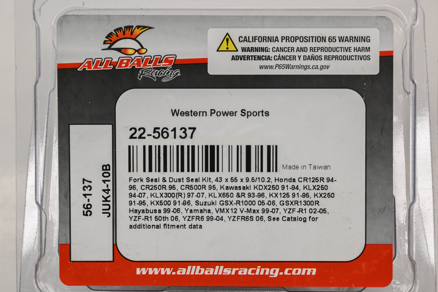 All Balls 22-56137 43 x 55 x 9.5/10.2mm Fork Seal Kit NOS