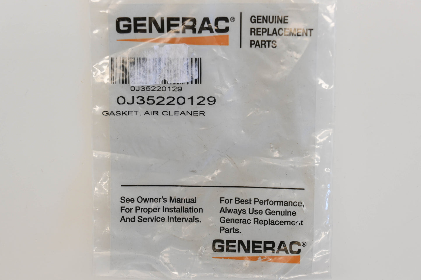 Generac 0J35220129 Air Cleaner Gasket NOS