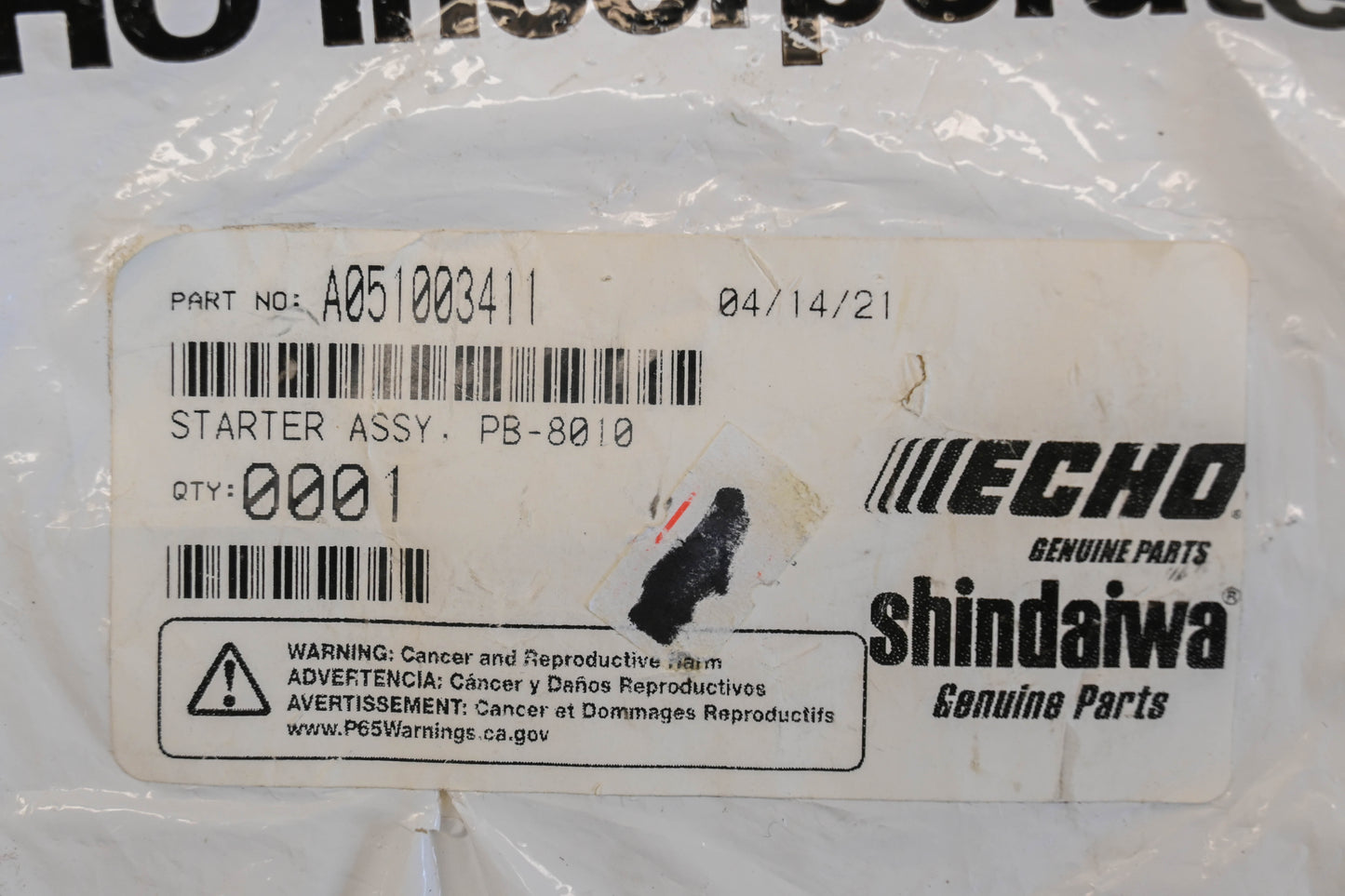 New OEM Echo A051003411 Recoil Starter Assembly NOS
