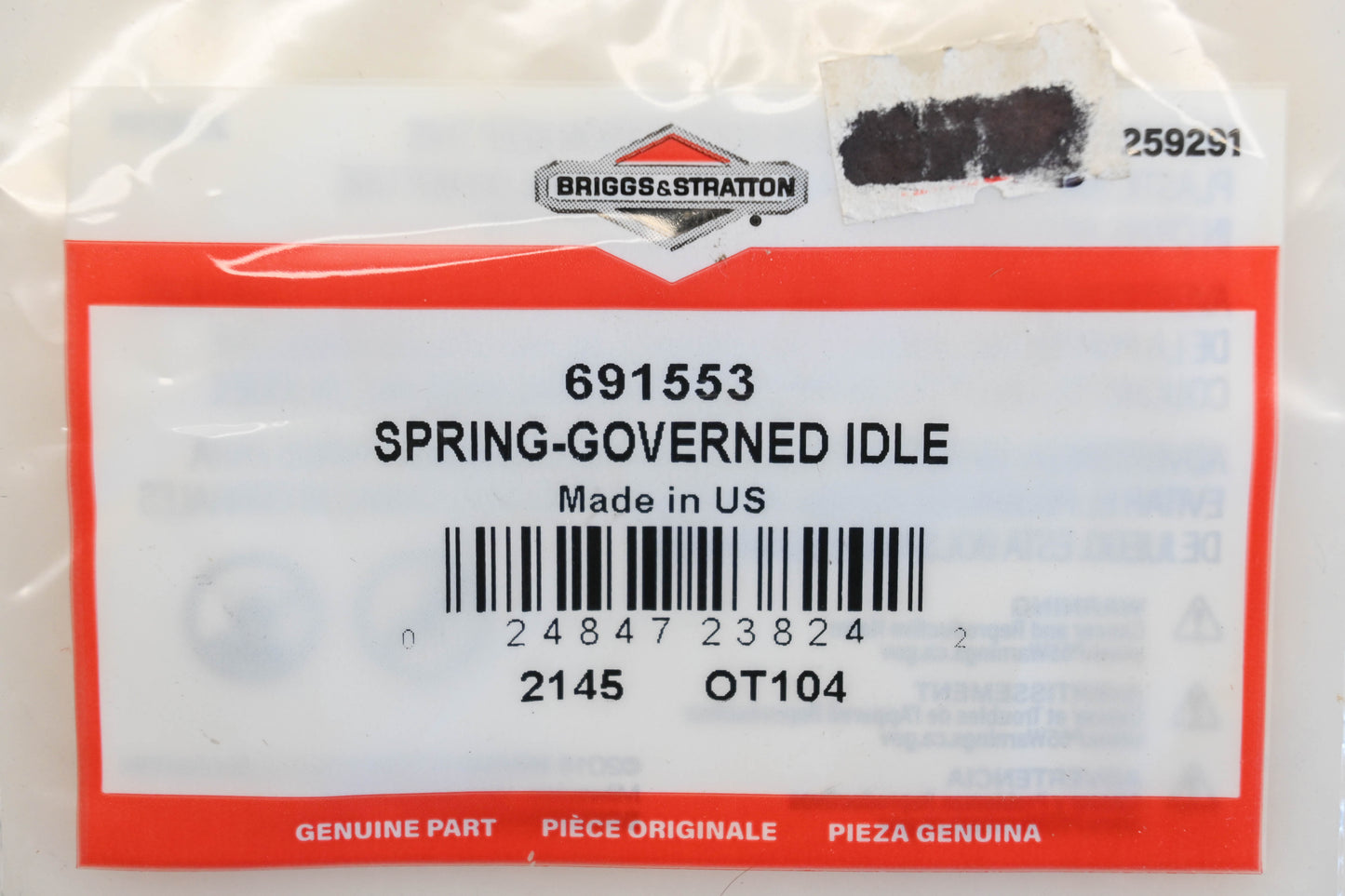 New OEM Briggs & Stratton 691553 Governed Idle Spring NOS