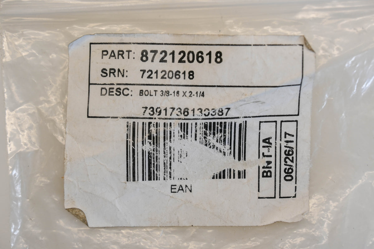 New OEM Husqvarna 872120618 3/8"-16 x 2-1/4" Carriage Bolt NOS
