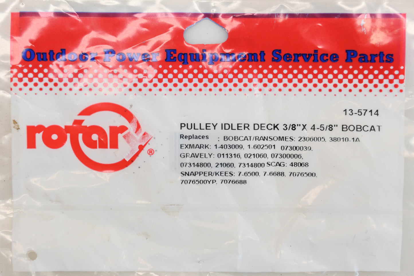 Rotary 13-5714, 2306005, 1-403009 3/8" x 4-5/8" x 11/16" Deck Idler Pulley NOS
