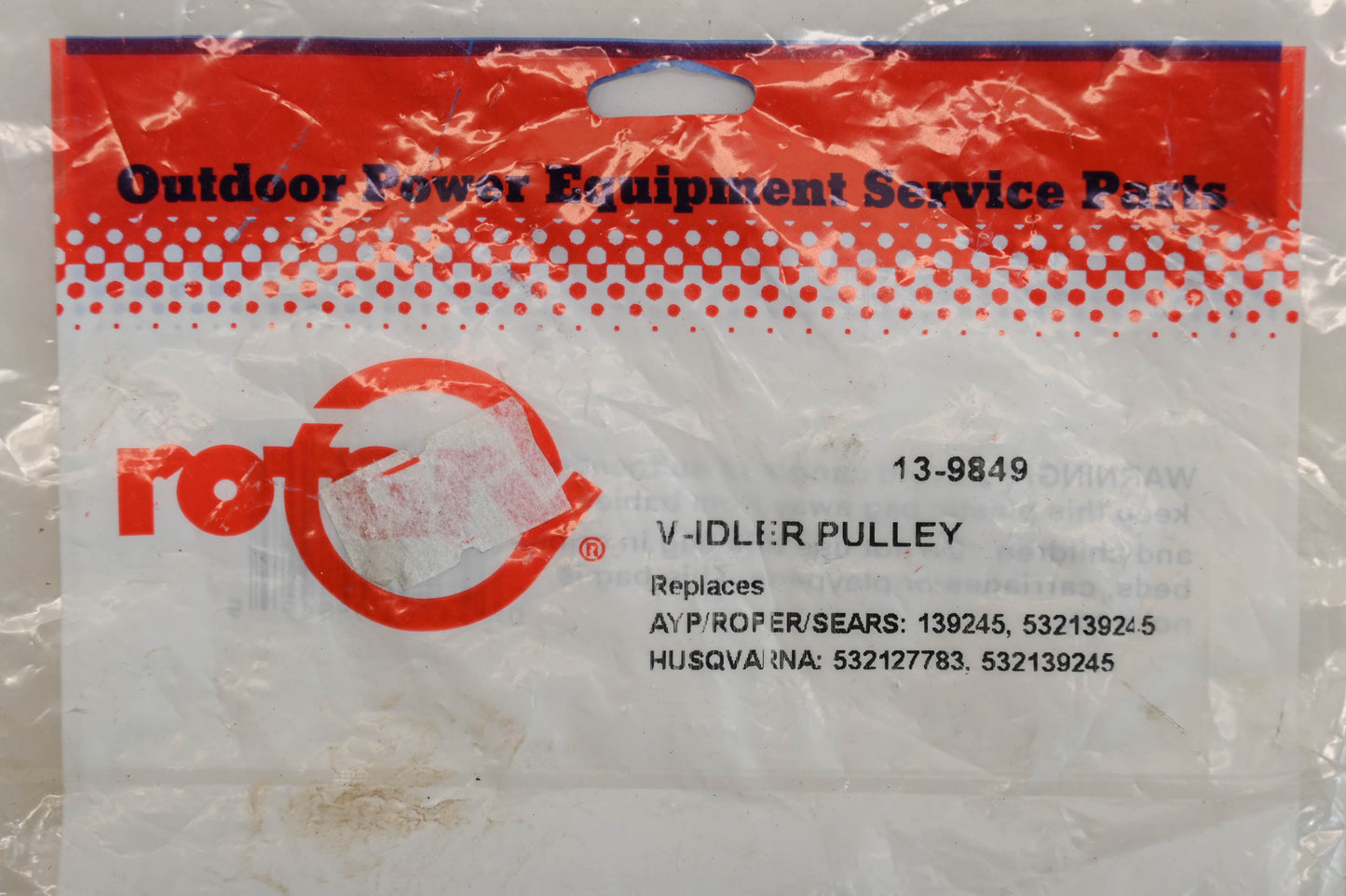 Rotary 13-9849, 532139245, 532127783 3/8" x 2-9/16" x 5/8" V-Idler Pulley NOS