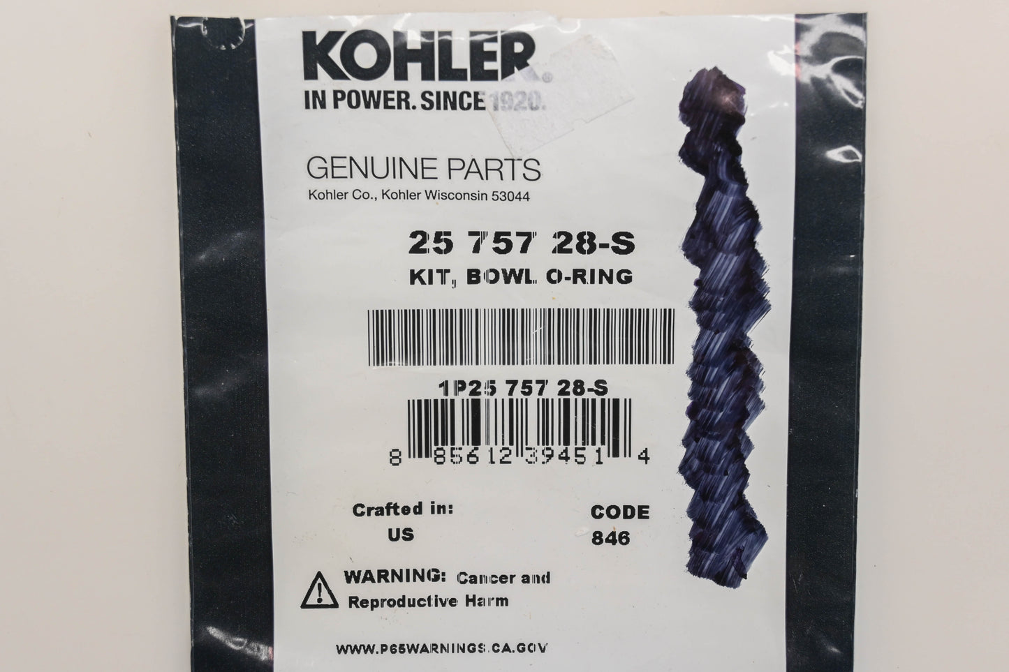 Kohler 25 757 28-S Carburetor Bowl O-Ring Kit NOS