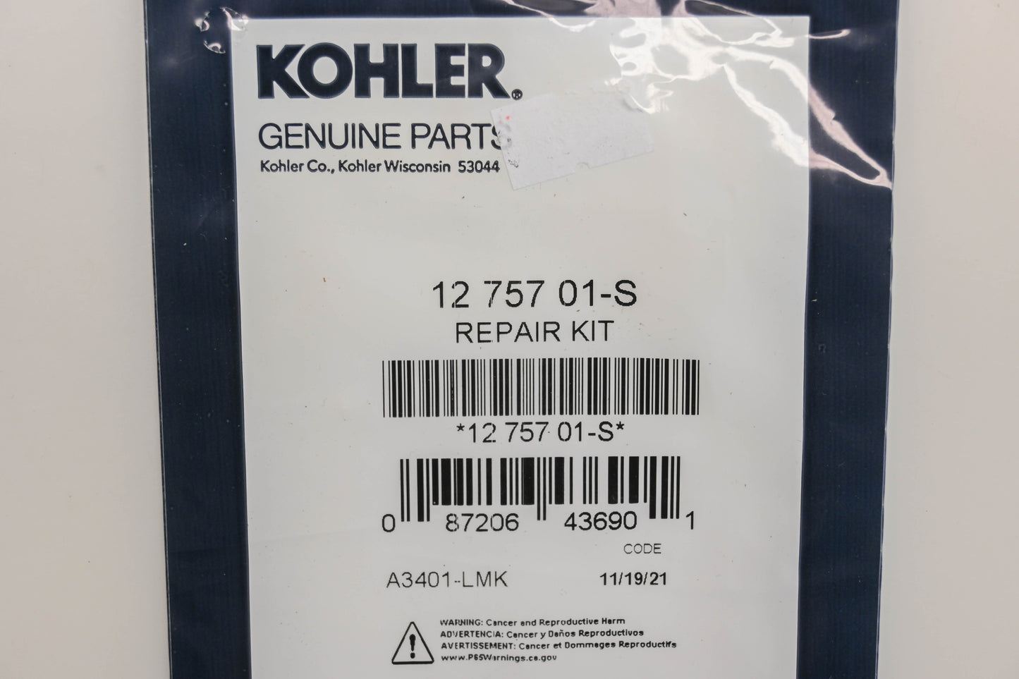 Kohler 12 757 01-S, 1275701S Carburetor Repair Kit NOS