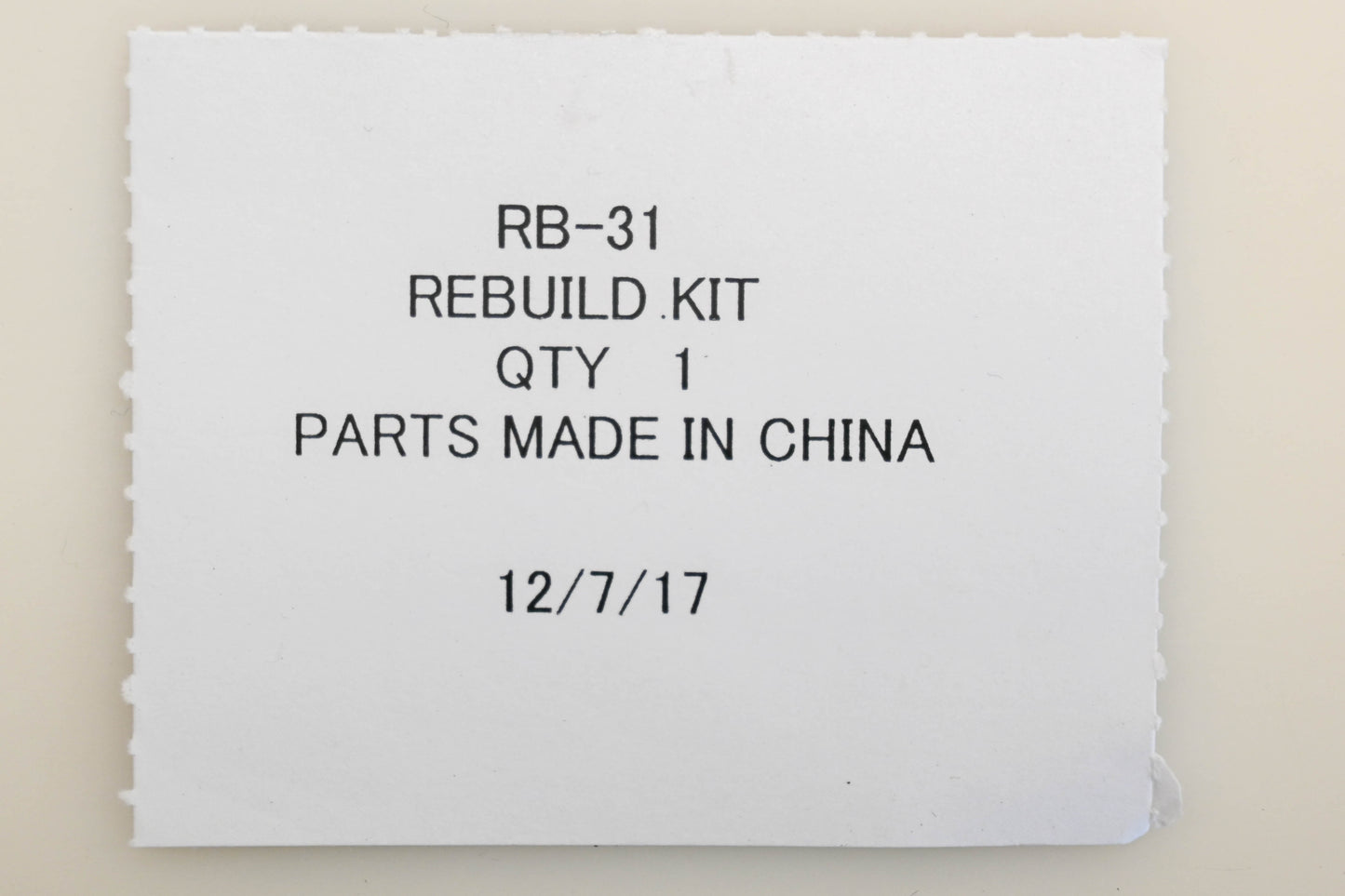 Zama RB-31 Carburetor Repair Kit NOS