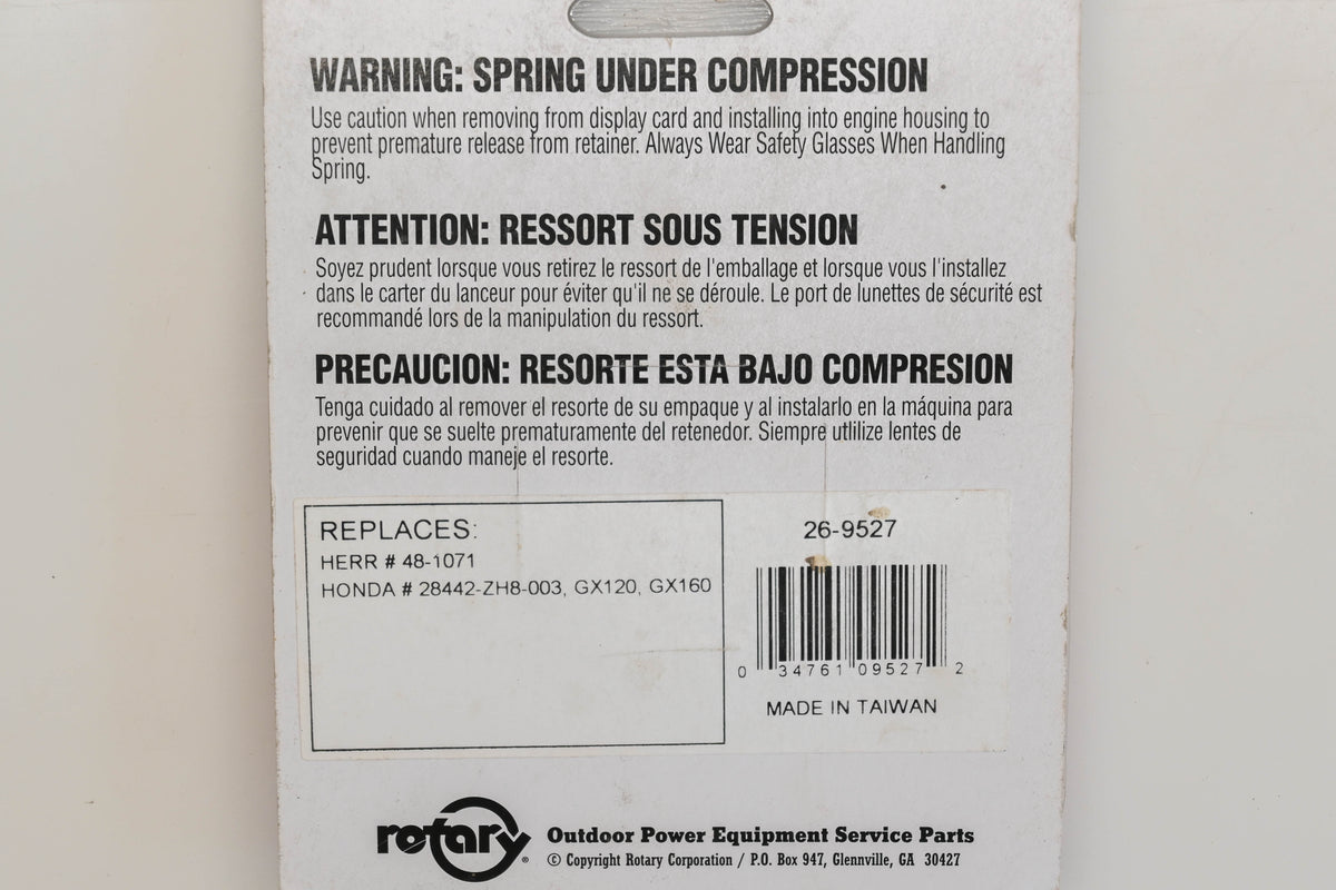 Rotary 26-9527, 28442-ZH8-003, 48-1071 Starter Rewind Spring NOS