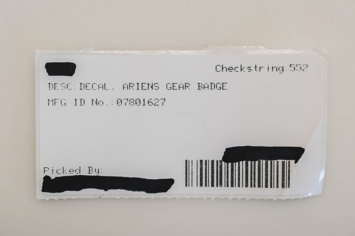 Ariens 07801627 Gear Badge Decal NOS