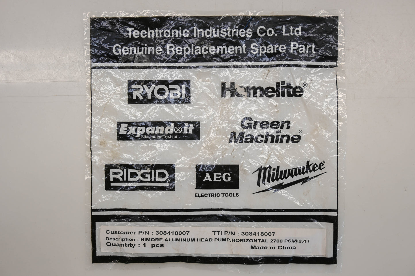 Techtronic Industries 308418007 2700 PSI Horizontal Pressure Washer Pump NOS