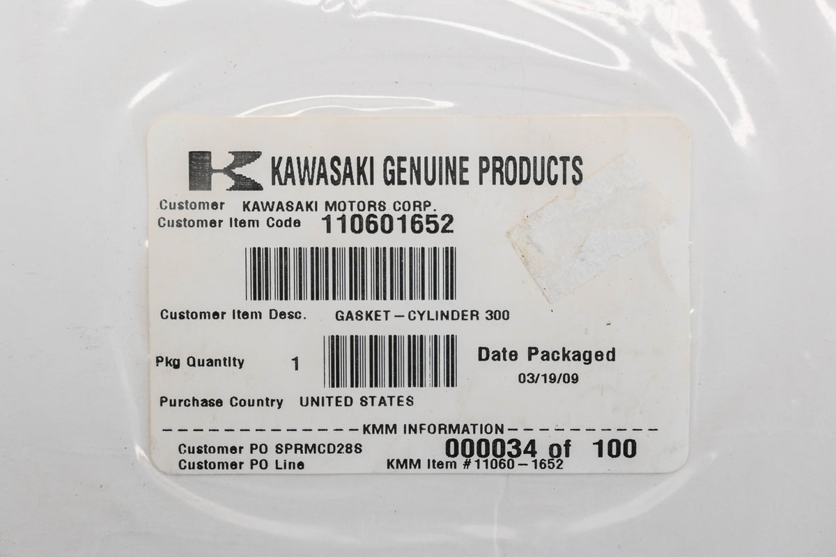 New OEM Kawasaki 11060-1652 Cylinder Gasket NOS