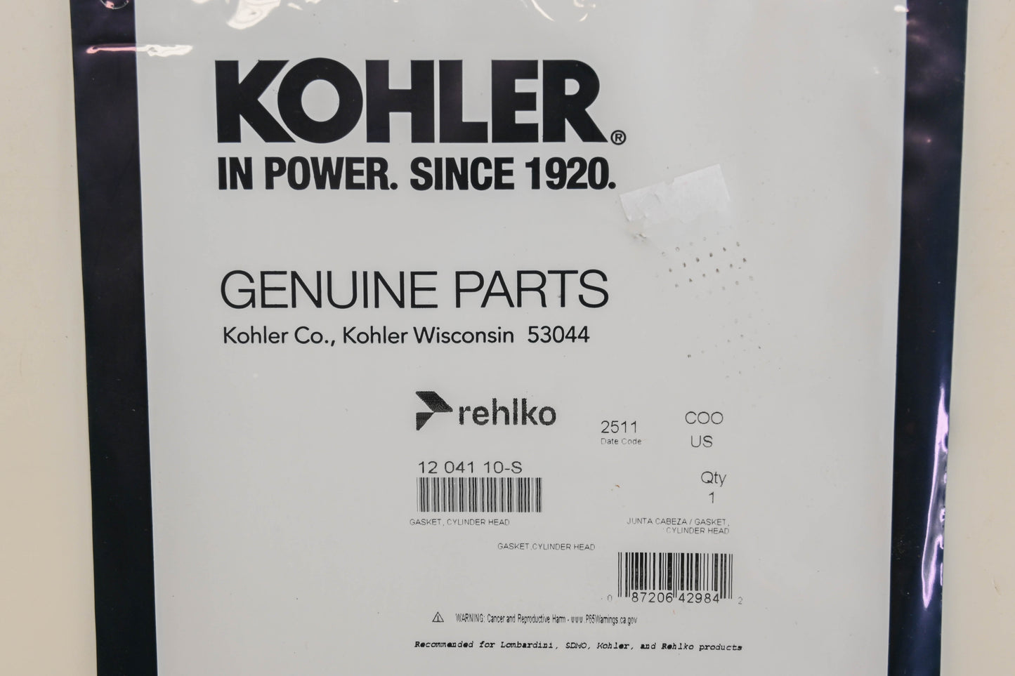 Kohler 12 041 10-S Head Gasket NOS