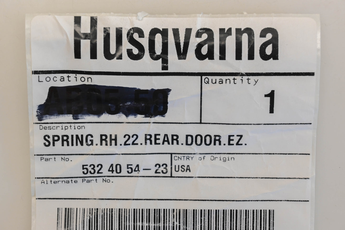New OEM Husqvarna 532 40 54-23, 532405423 Torsion Spring NOS
