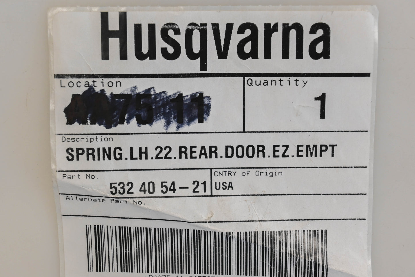 New OEM Husqvarna 532 40 54-21, 532405421 Torsion Spring NOS