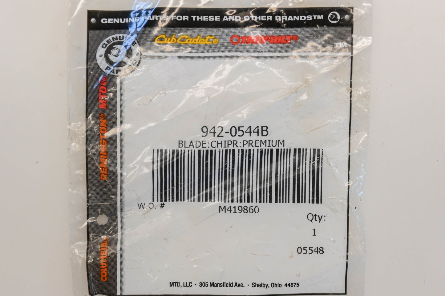 MTD 942-0544B Chipper Blade NOS