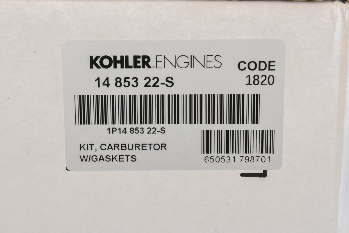 Kohler 14 853 22-S Carburetor Kit NOS