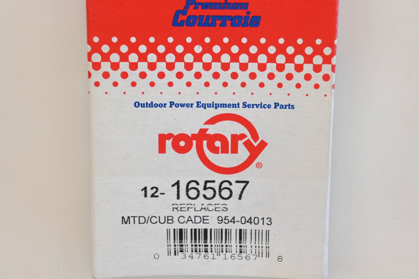 Rotary 12-16567, 754-04013, 954-04013 3/8" x 21-7/64" Drive Belt NOS
