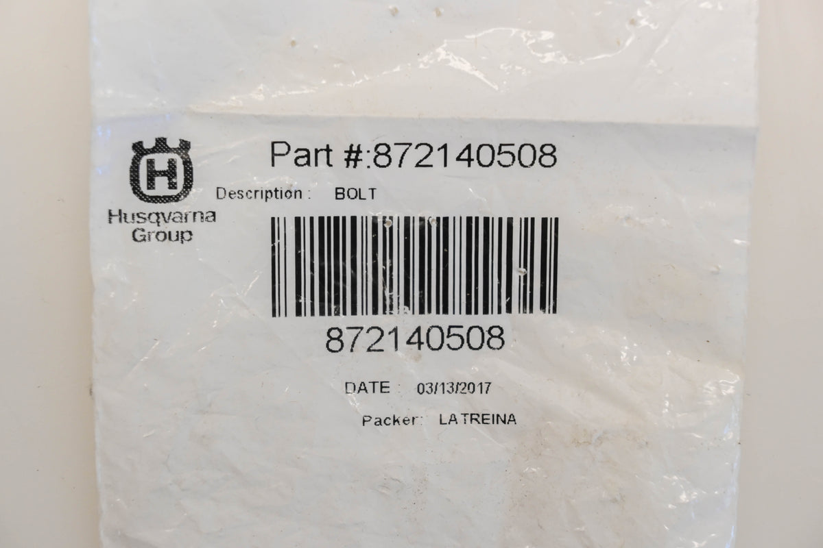 New OEM Husqvarna 872140508 5/16"-18 x 1" Carriage Bolt NOS