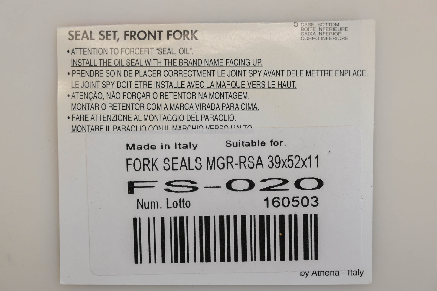 Parts Unlimited FS-020 39 x 52 x 11mm Fork Seal Kit NOS