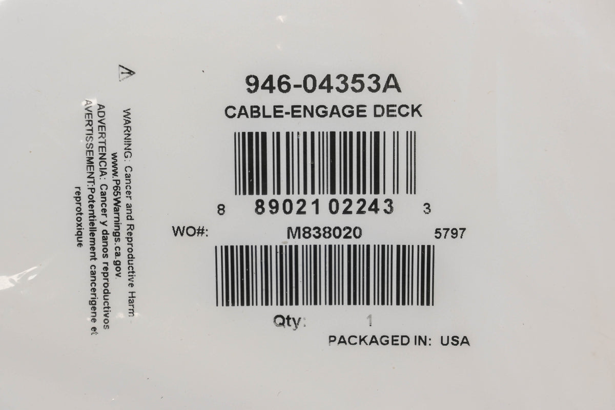 MTD 946-04353A Deck Engagement Cable NOS