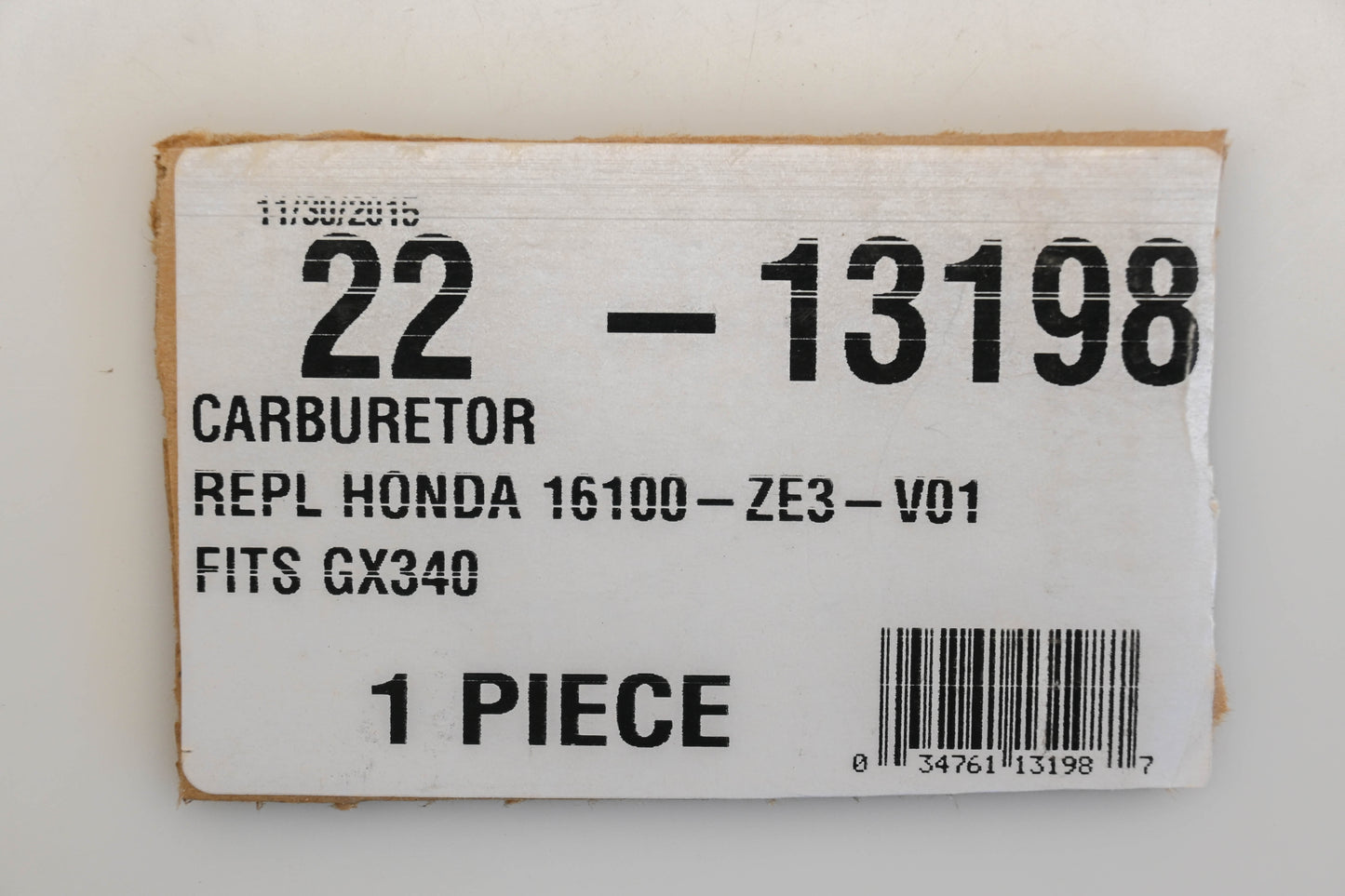 Rotary 22-13198, 16100-ZE3-V01, GX340 Carburetor Kit NOS