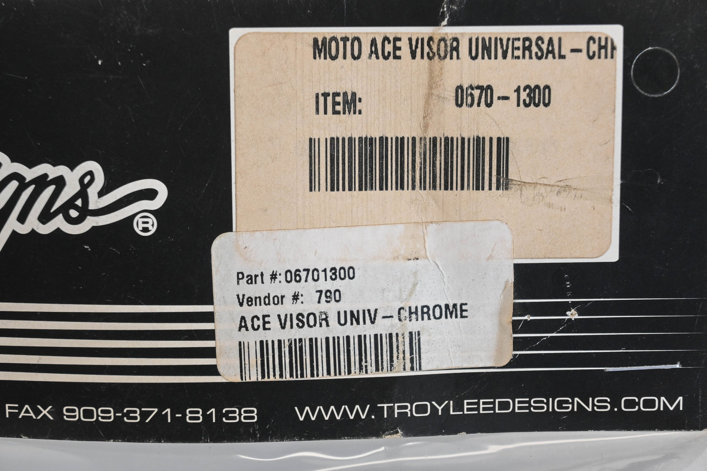 Troy Lee Designs 0670-1300, 06701300 Chrome Universal Moto Ace Visor Kit NOS