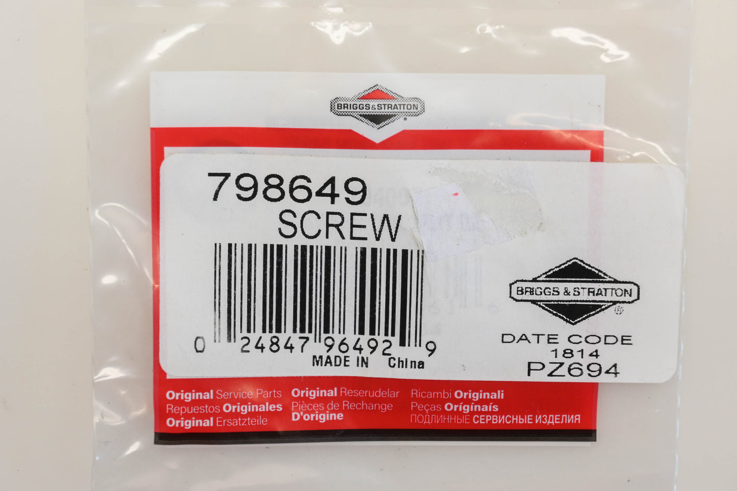 New OEM Briggs & Stratton 798649 Screw NOS