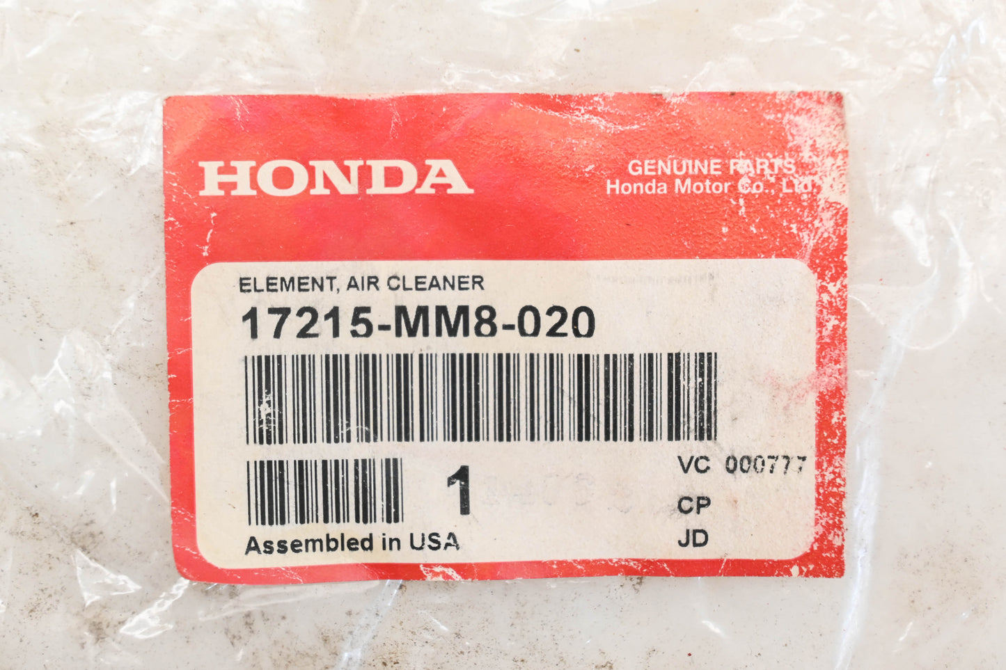 New OEM Honda 17215-MM8-020 Air Filter NOS