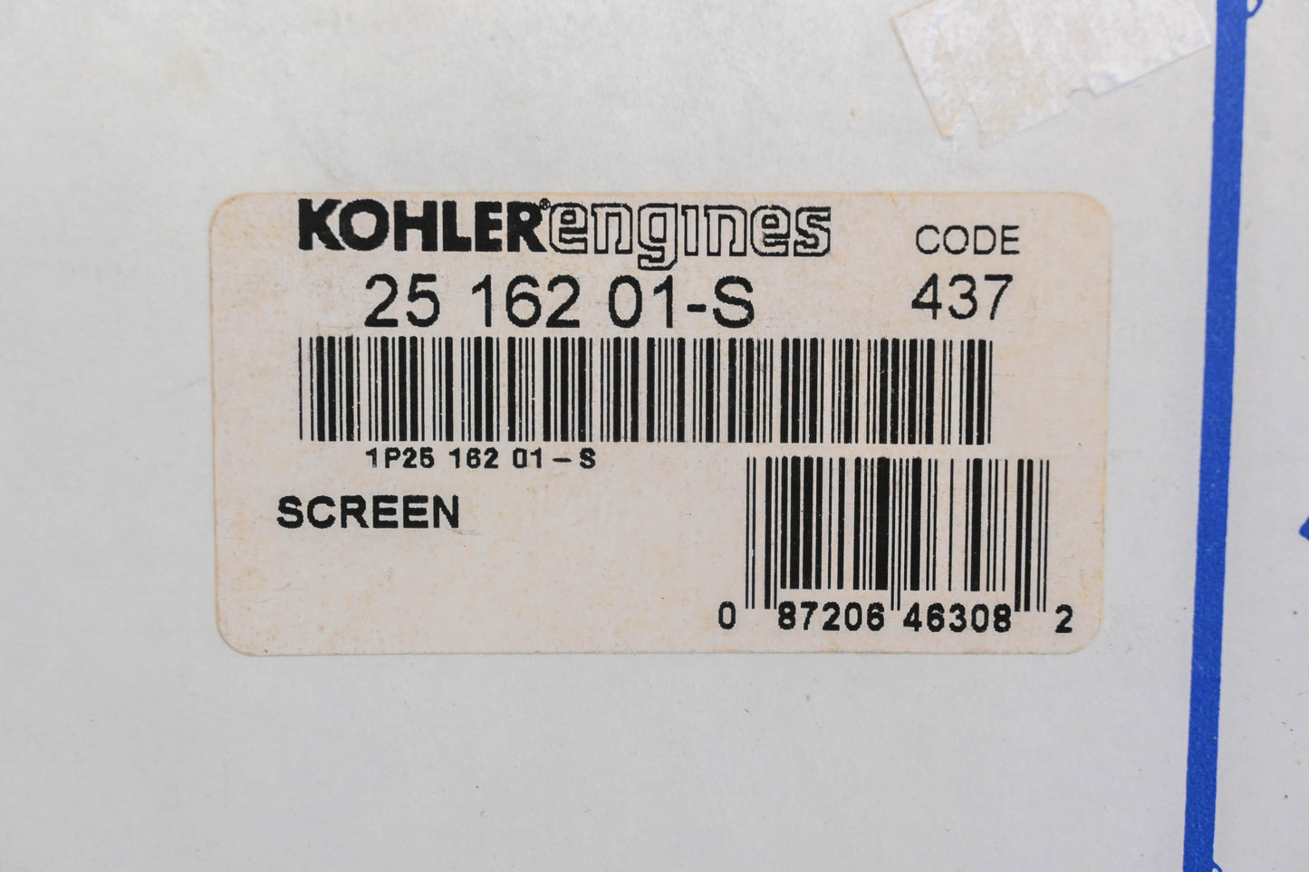 Kohler 25 162 01-S, 2516201S Grass Screen NOS