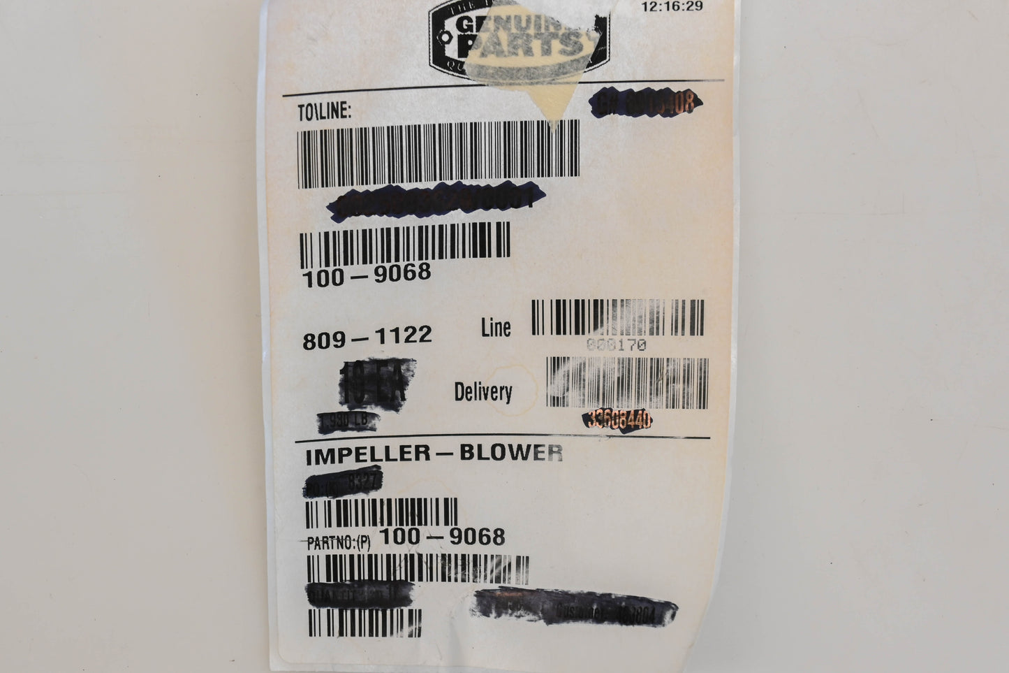 Toro 100-9068 Blower Vacuum Impeller NOS